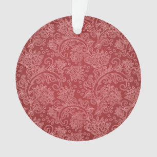 Ornamento Paisley Vermelho Damasco Designer Floral Vintage C