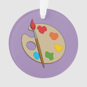 Ornamento Paleta de Artista com Pincel de Pintura