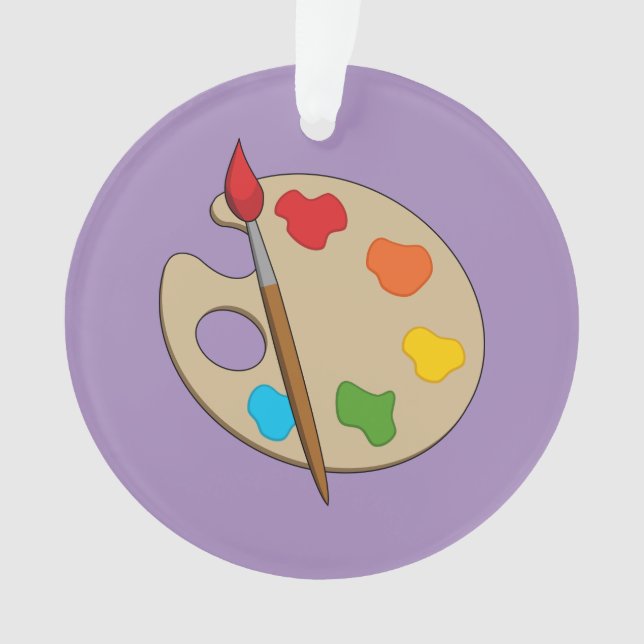 Ornamento Paleta de Artista com Pincel de Pintura (Frente)