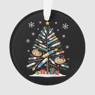 Ornamento Paleta de Pincel de Pintura de Árvore de Natal Art