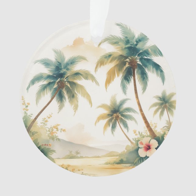 Ornamento Palm Trees Vintage Style Hawaiian Travel (Frente)