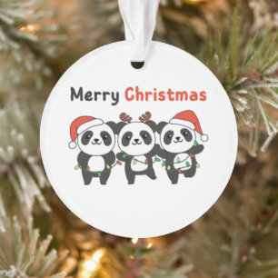 Ornamento Panda Natal Animais Pandas Feliz Natal