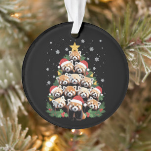 Ornamento Panda Vermelho Árvore de Natal Animal Engraçado 