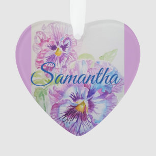 Ornamento Pansy Floral Watercolor Meninas Decoração do Nat