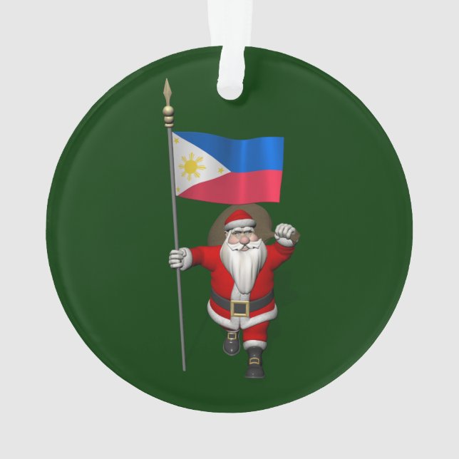 Ornamento Papai Noel com a bandeira das Filipinas (Verso)