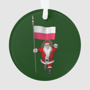 Ornamento Papai Noel Com Bandeira De Polônia