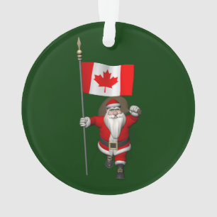 Ornamento Papai Noel Com Estandarte Do Canadá