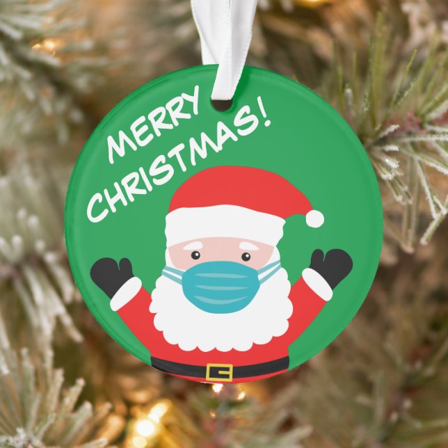 Ornamento Papai Noel com uma foto de Natal personalizada com (Árvore)