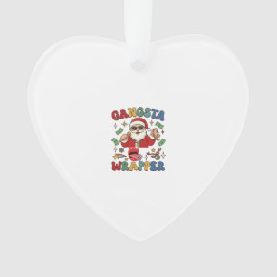 Ornamento Papai Noel de Natal Wrapper Gangsta Microfone Dinh