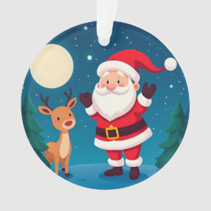 Ornamento Papai Noel em uma Cena Mágica de Inverno