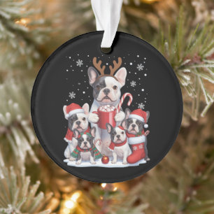 Ornamento Papai Noel Engraçado Cachorros Bulldog Francês Nat