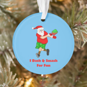 Ornamento Papai Noel Engraçado Jogando Pickleball Eu Dou e E