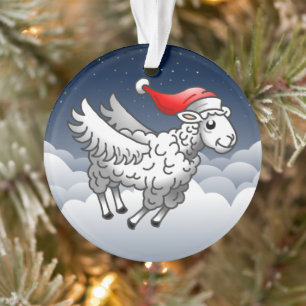 Ornamento Papai Noel Ovelha de Natal Voadora