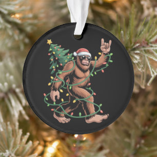 Ornamento Papai Noel Pé Grande Árvore de Natal Sasquatch Pap
