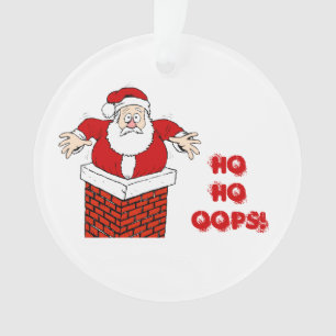 Ornamento Papai Noel Preso na Chaminé Ho Ho Oops!
