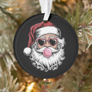 Ornamento Papai Noel Retro Com Óculos Soprando Bolha De Nata