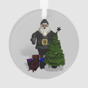 Ornamento Papai Noel, Vestido De Couro Preto