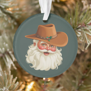 Ornamento Papai Noel Vintage Cowboy Divertido Western Retrô