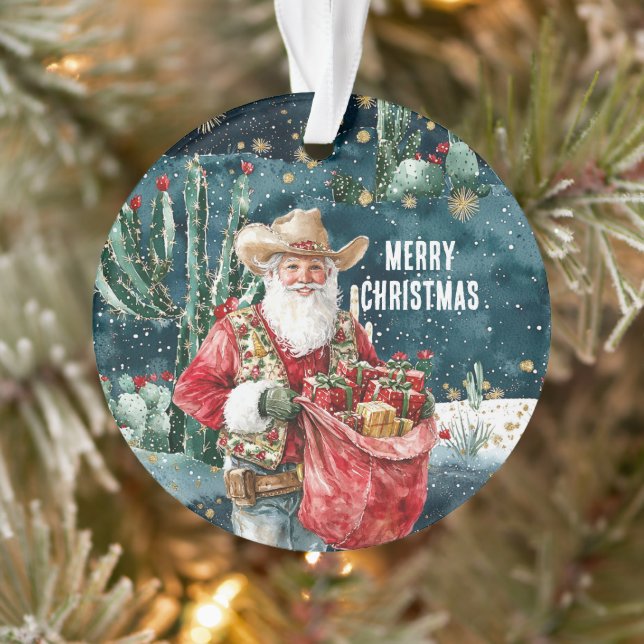 Ornamento Papai Noel Western Cowboy Natal (Árvore)