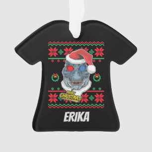 Ornamento Papais noeis de dinossauros T-Rex no Natal Feio