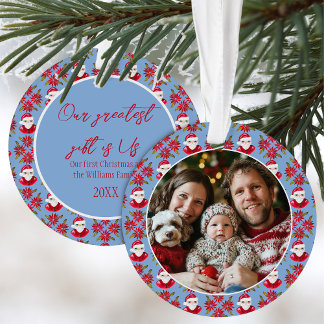 Ornamento Papais noeis de fotos Poinsettia do primeiro Natal