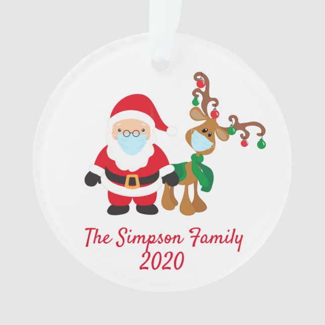 Ornamento Papais noeis de máscara de Natal Reindeer 2020 Per (Frente)