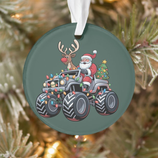 Ornamento Papais noeis de Natal de Monster Truck Crianças de (Árvore)