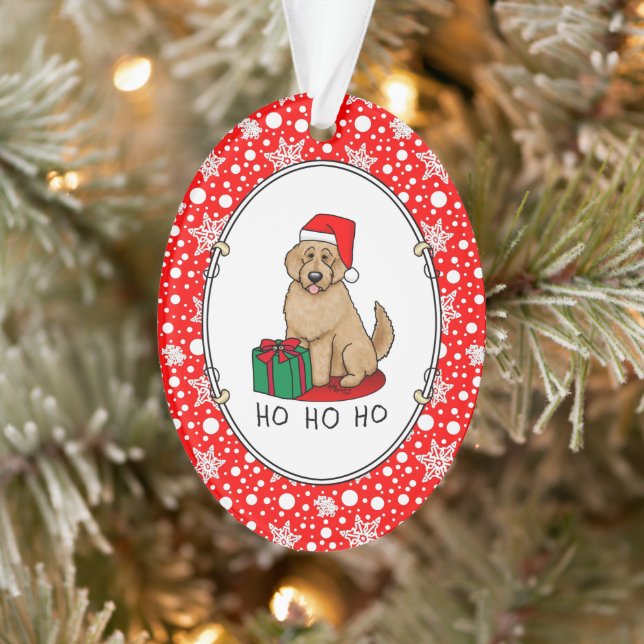 Ornamento Papais noeis de Natal Goldendoodle (ouro vermelho) (Árvore)