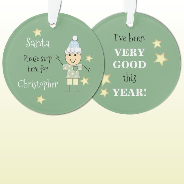 Ornamento Papais noeis de Natal, por favor, parem aqui verde (Criador carregado)