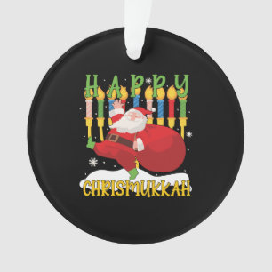 Ornamento Papais noeis Feliz Chrismukkah Engraçado Hanukkah 