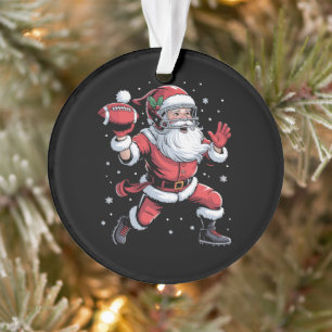 Ornamento Papais noeis jogando futebol americano no Natal