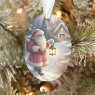 Ornamento Papais noeis Lanterna Passear de inverno Cena de A