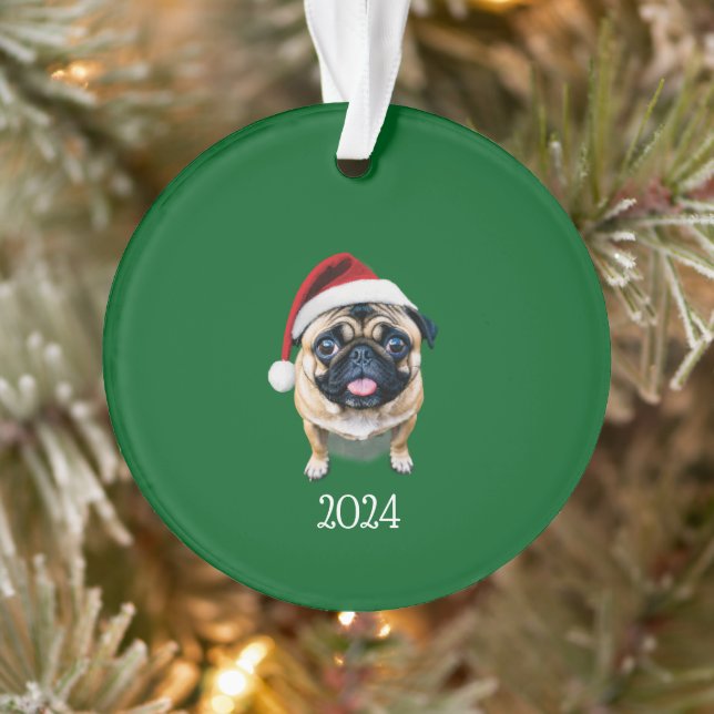 Ornamento Papais noeis Personalizados Pug (Árvore)