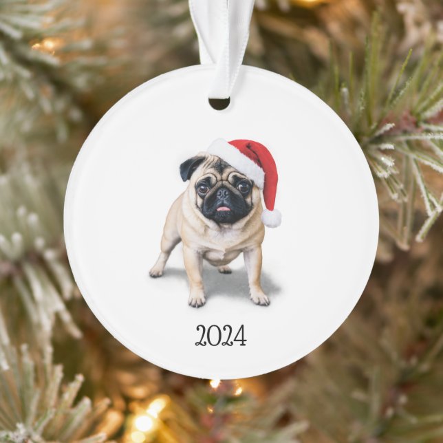Ornamento Papais noeis Personalizados Pug Ornament Acrílico (Árvore)