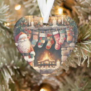 Ornamento Papais noeis por Lareira das existências de Natal