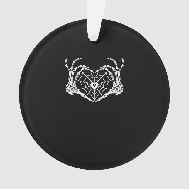 Ornamento Par Cobweb do Halloween do Skeleton Heart Spiderwe (Frente)