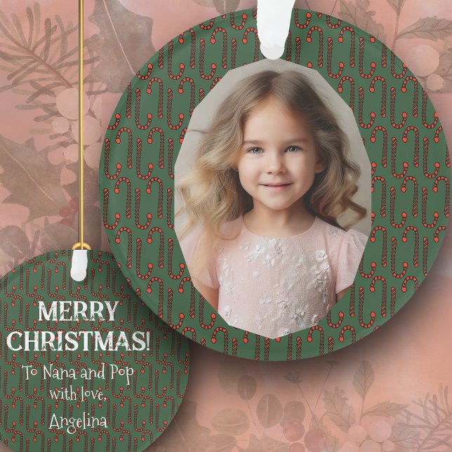 Ornamento Para Avós um Foto de Natal com Cana-de-Açúcar (Criador carregado)