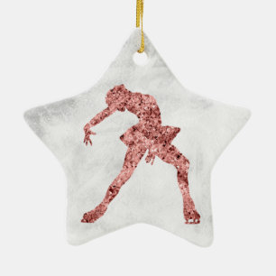 Ornamento para patinagem em estrela - Rosa Dourado