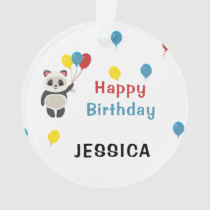 Ornamento Parabéns Panda Urso Branco