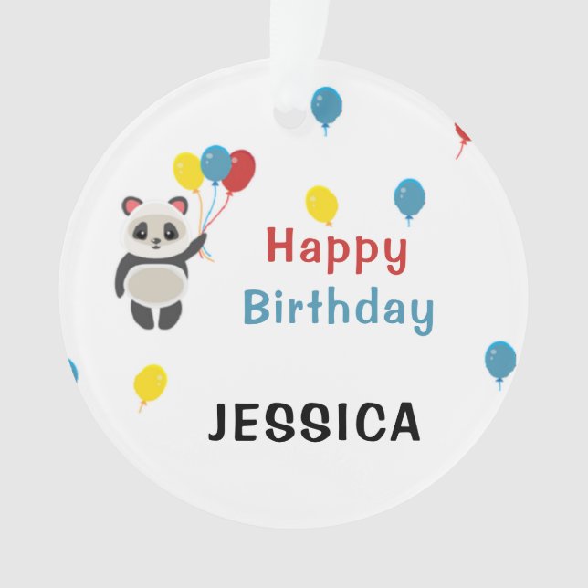Ornamento Parabéns Panda Urso Branco (Frente)