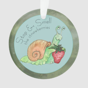 Ornamento Pare e Cheire o Caracol das Morangos