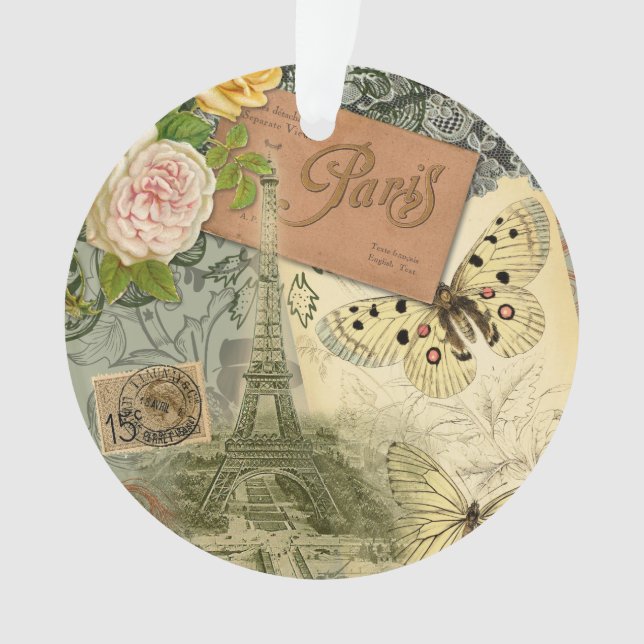 Ornamento Paris França Antiga Colagem de Trabalho de arte Ei (Frente)