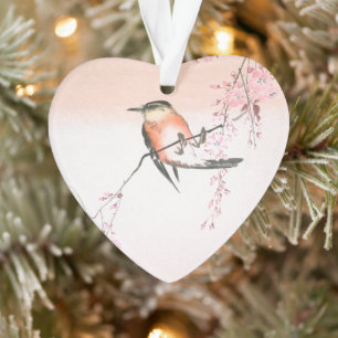 Ornamento Pássaro na Cereja de Limpeza - Shidarezakura em k