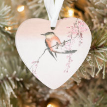 Pássaro na Cereja de Limpeza - Shidarezakura em ko