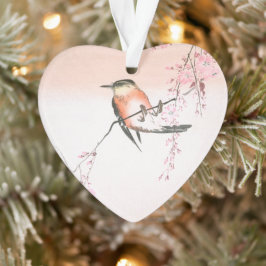 Ornamento Pássaro na Cereja de Limpeza - Shidarezakura em ko