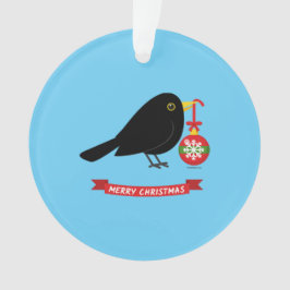 Ornamento Pássaro Negro Bonito Com Bola De Natal