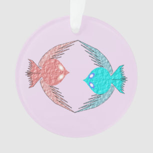 Ornamento Pássaros de Amor, Rosa e Azul