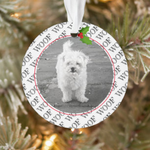 Ornamento Pata de Natal WOOF Nome do Cachorro Impresso Foto 