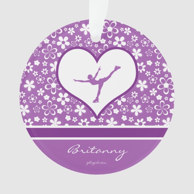 Ornamento Patinagem artística roxo Monogrammed do teste (Frente)