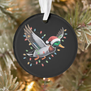 Ornamento Pato do Papai Noel Voador Luzes de Natal Temporada